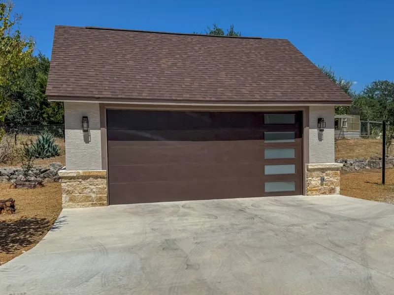 Modern glass-panel garage door build